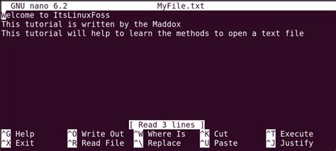 how to open a text file in linux