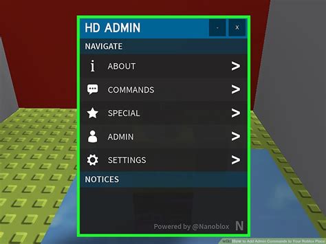 how to open admin commands in roblox