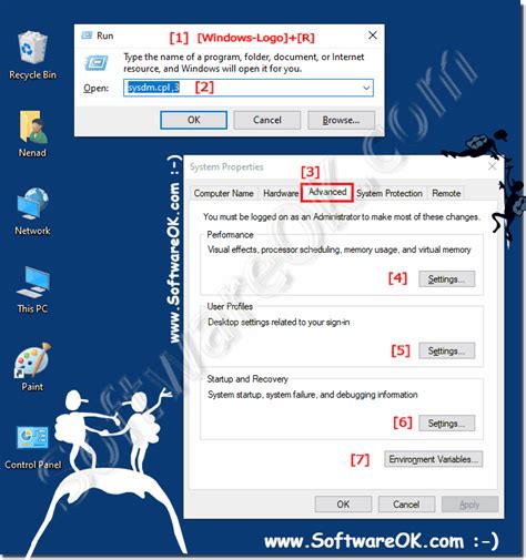 how to open advanced system settings from run