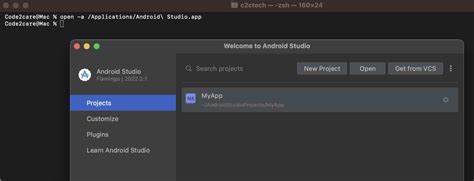 how to open android studio on mac