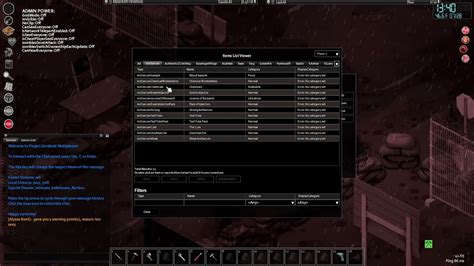 how to open control panel project zomboid