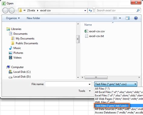 how to open csv file in excel in text format