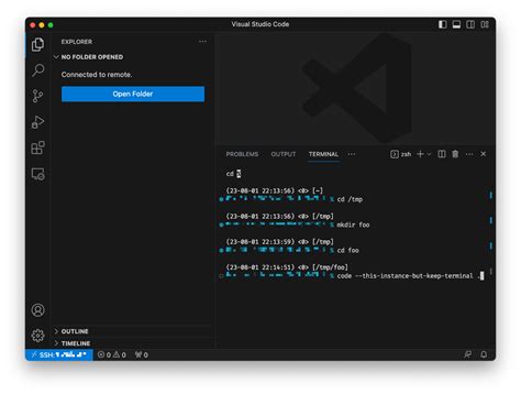 how to open current directory in vscode from terminal