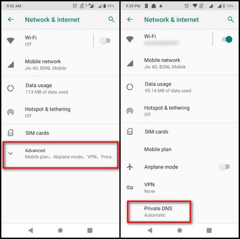 how to open dns settings in android