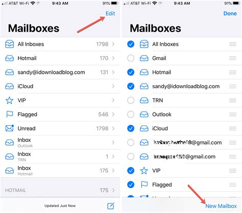 how to open email folders on iphone