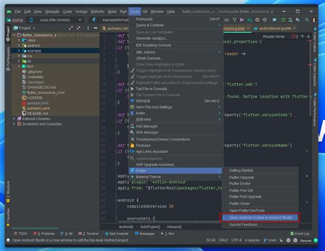 how to open flutter android module in android studio