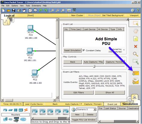 how to open pdu in packet tracer