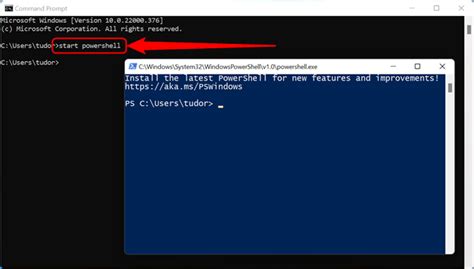 how to open powershell using command prompt