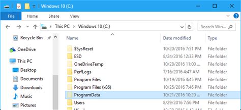 how to open program data folder windows 10