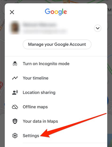 how to open settings in google maps