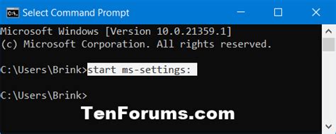 how to open settings with cmd prompt