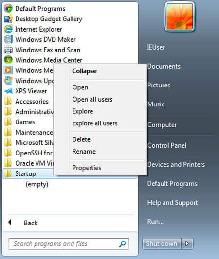 how to open startup menu in windows 7