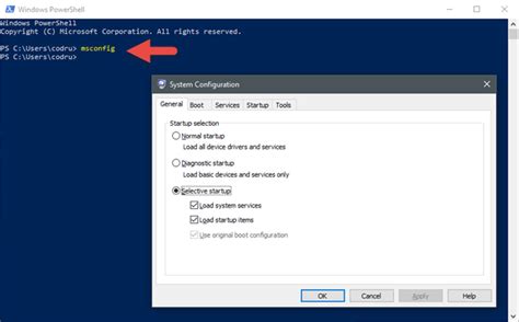 how to open system config from cmd