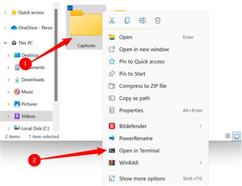 how to open terminal in a directory windows
