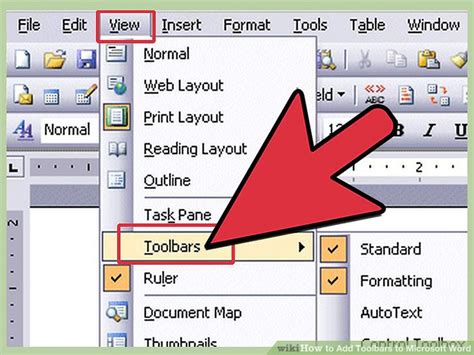 how to open toolbar in ms word