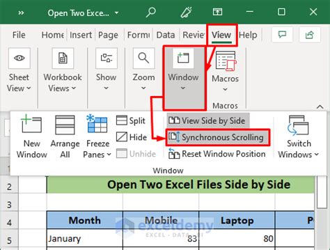 how to open two excel files side by side in mac