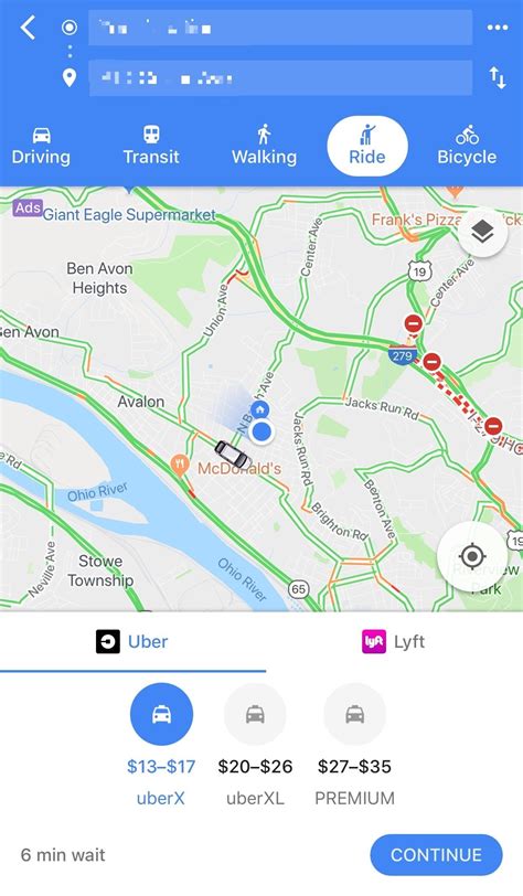 how to open uber from google maps in iphone