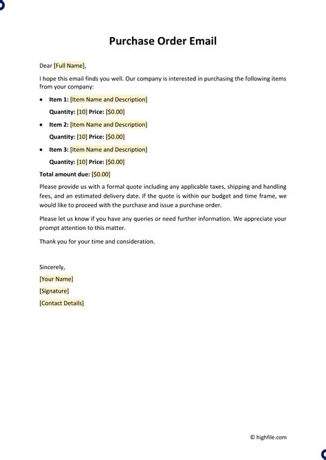 How To Order Email Template