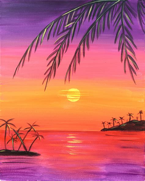 how to paint a sunset on a canvas