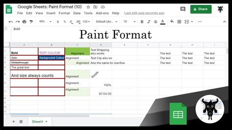 how to paint format in google sheets