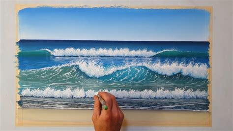 how to paint waves breaking on beach
