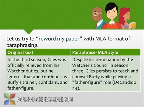 how to paraphrase a quote in mla format example
