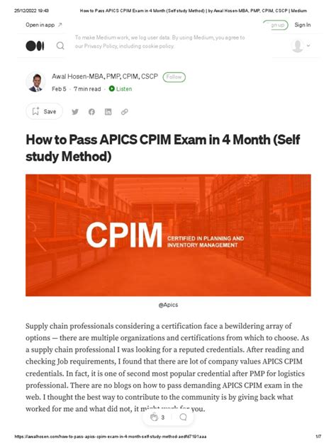 how to pass cpim exam