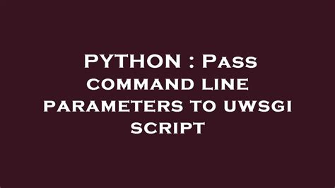 how to pass parameters to python script from command line