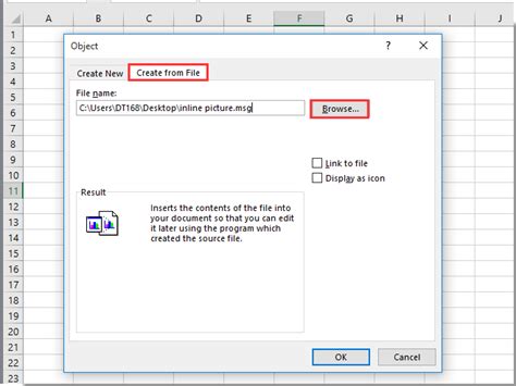how to paste email attachment in excel