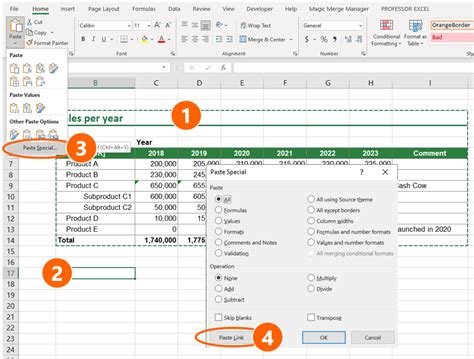 how to paste link in excel sheet
