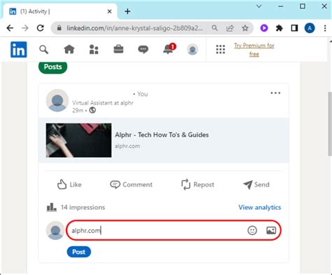 how to paste link in linkedin post
