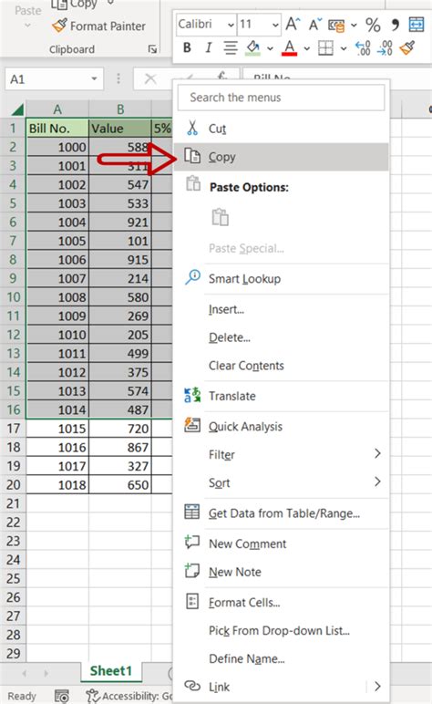 how to paste multiple numbers in excel
