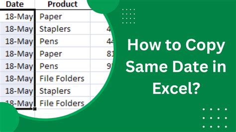 how to paste same date in excel