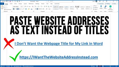 how to paste url in word