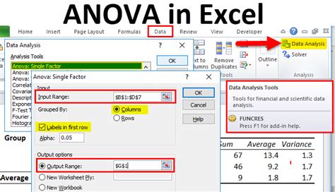 how to perform anova analysis in excel