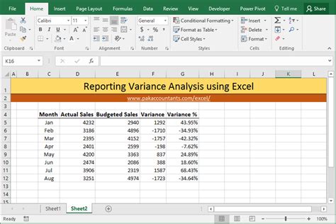 how to perform variance analysis in excel