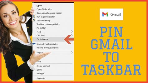 how to pin gmail to taskbar