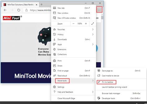 how to pin web page shortcut to taskbar