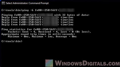 how to ping ipv6 command prompt
