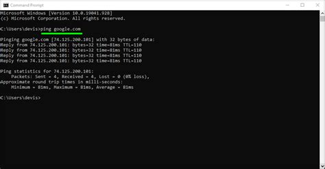 how to ping url using cmd