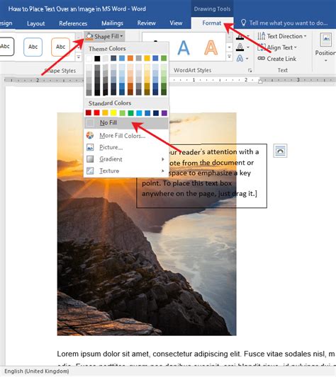 how to place text next to a picture in word