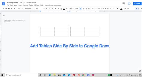 How To Place Two Tables Side By Side In Outlook