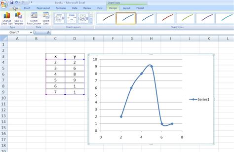 how to plot in excel with x and y axis