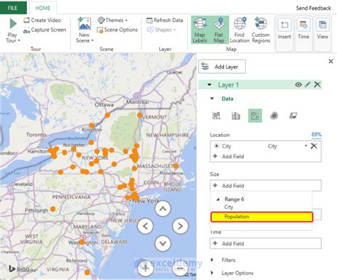 how to plot locations on a map in excel