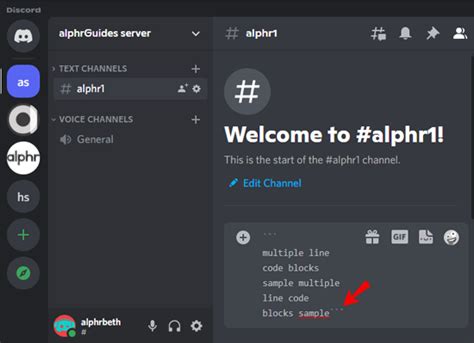 how to post code block in discord