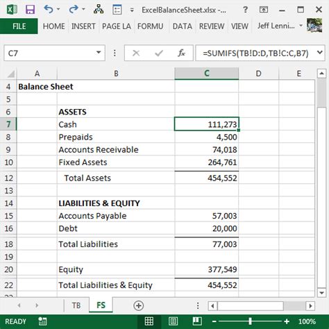 how to prepare balance sheet in excel format