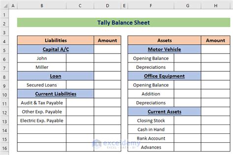 how to prepare balance sheet in excel from tally