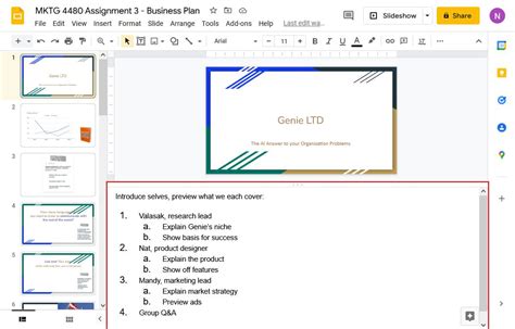 how to present google slides with notes