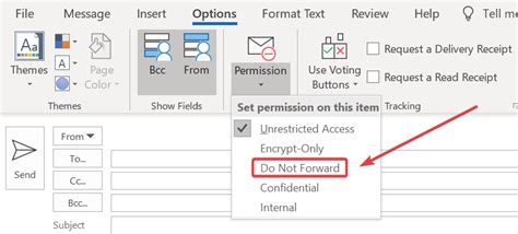 how to prevent an email in outlook from being forwarded