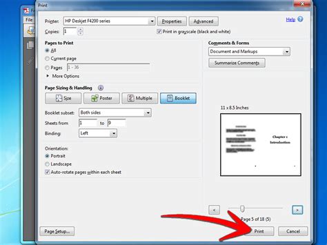 how to print a pdf file in booklet form